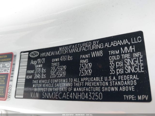 2022 HYUNDAI TUCSON 5NMJECAE4NH043250 Photo 8