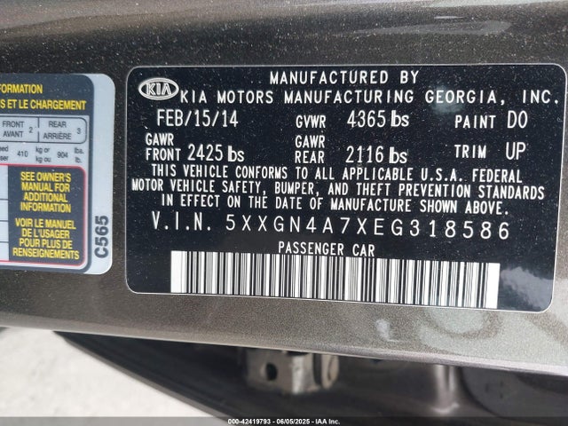 5XXGN4A7XEG318586 KIA dohc gdi theta ii