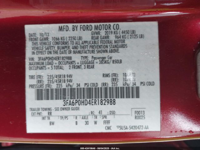 3FA6P0HD4ER182988 Ford 2014