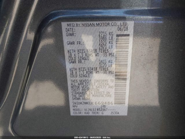 5N1DR2MM3JC669486 Nissan Pathfinder