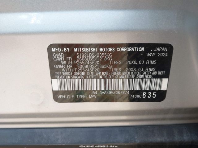 2024 MITSUBISHI OUTLANDER JA4J3VA89RZ067874 Photo 8