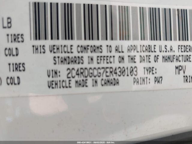 2C4RDGCG7ER430103 Dodge Grand Caravan Sxt