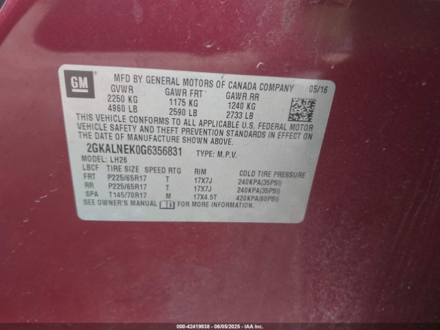2GKALNEK0G6356831 GMC lea - e85 max, aluminum
