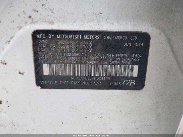 2015 MITSUBISHI MIRAGE ML32A4HJ1FH004128 Photo 8