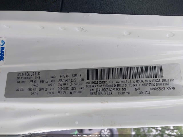 1C4HJXDG9JW221353 Jeep Wrangler