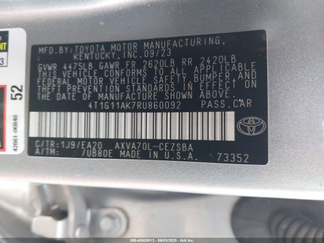 4T1G11AK7RU860092 Toyota CAMRY SE