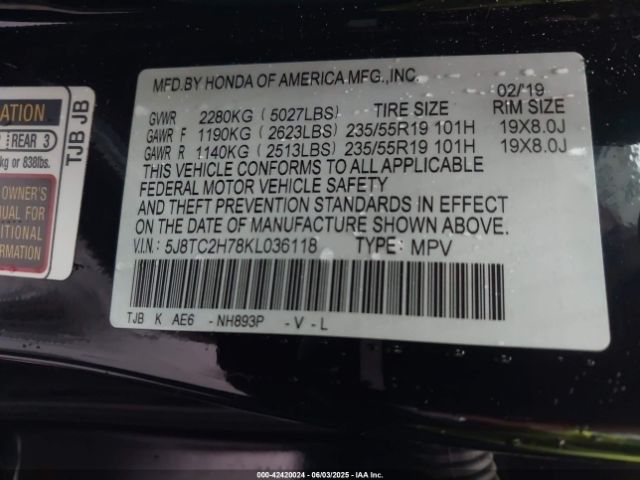 2019 ACURA RDX 5J8TC2H78KL036118 Photo 8