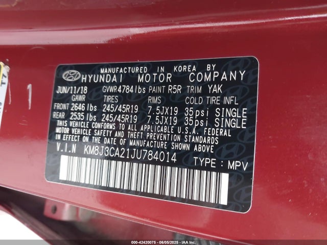KM8J3CA21JU784014 Hyundai t-gdi gamma