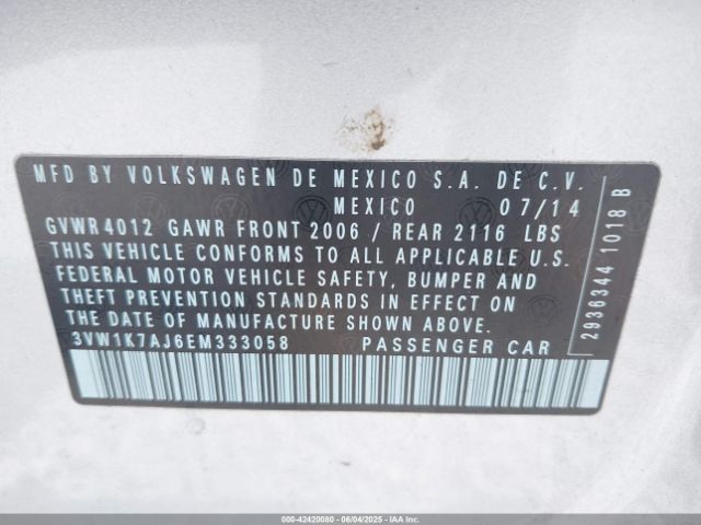 3VW1K7AJ6EM333058 Volkswagen Jetta 2.0l S