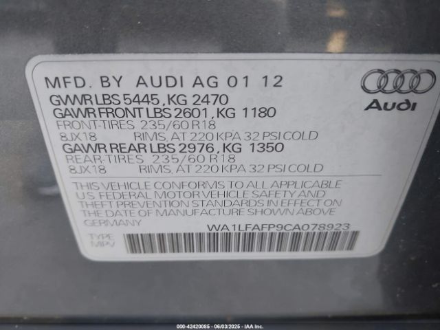 2012 AUDI Q5 WA1LFAFP9CA078923 Photo 8