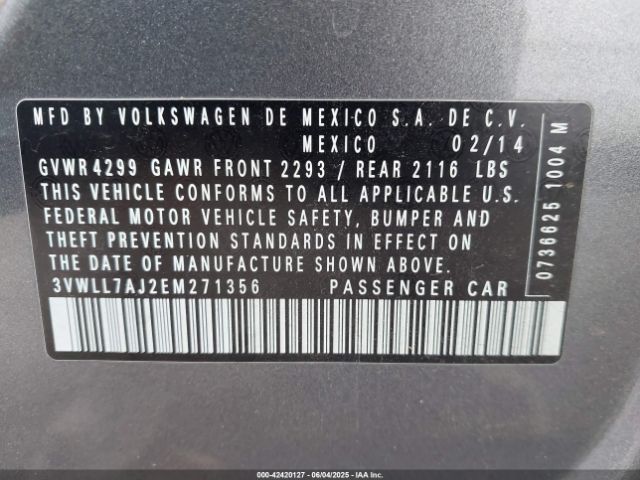 3VWLL7AJ2EM271356 Volkswagen Jetta 2.0l Tdi Value Edition