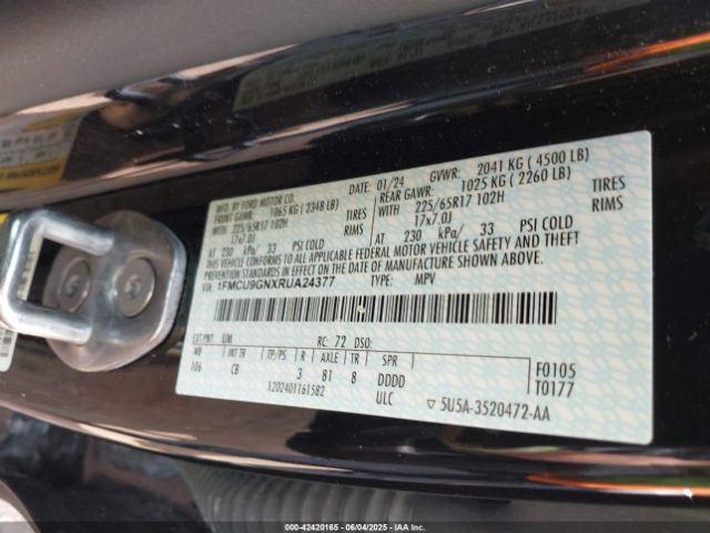 1FMCU9GNXRUA24377 Ford Escape Active