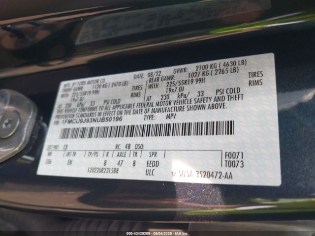 2022 FORD ESCAPE 1FMCU9J93NUB50196 Photo 8