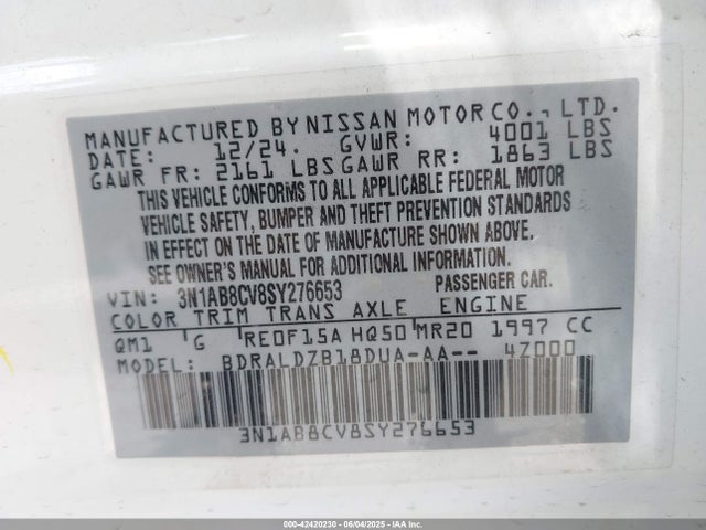 3N1AB8CV8SY276653 Nissan SENTRA SV