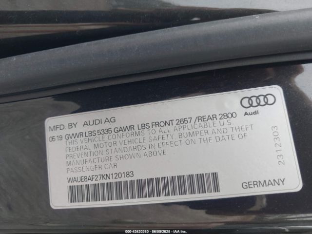 2019 AUDI A6 WAUE8AF27KN120183 Photo 8