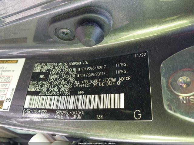 JTEPU5JRXP6117861 Toyota 1gr-fe