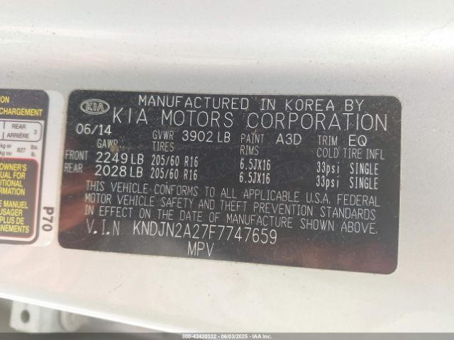 KNDJN2A27F7747659 KIA Soul