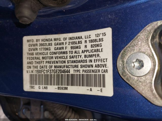 19XFC1F37GE204644 Honda Civic Ex-t