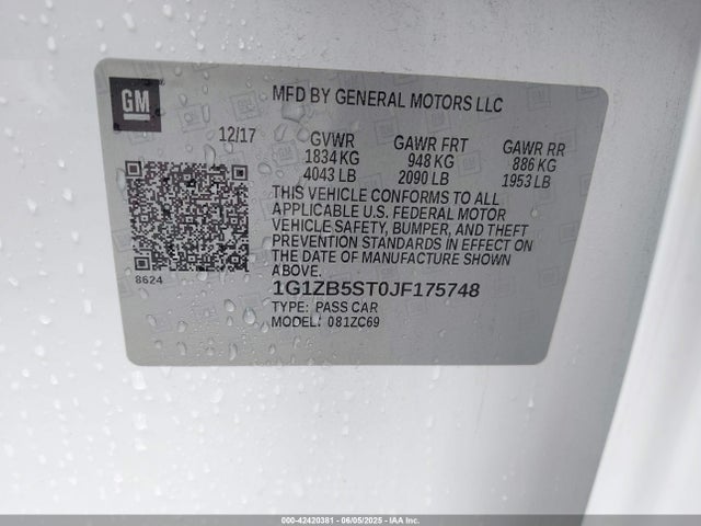 1G1ZB5ST0JF175748 Chevrolet lfv - direct injection, variable valve timing, gen 1