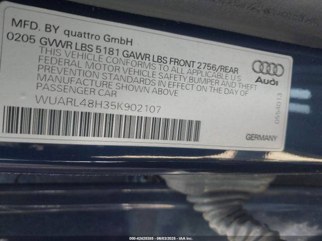 2005 AUDI S4 WUARL48H35K902107 Photo 8