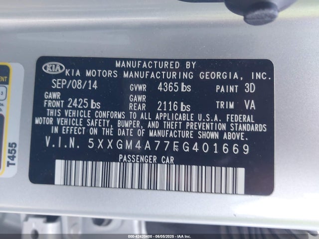 5XXGM4A77FG401669 KIA dohc gdi theta ii