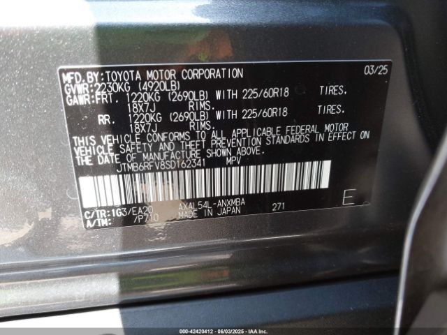 JTMB6RFV8SD162341 Toyota a25a-fxs