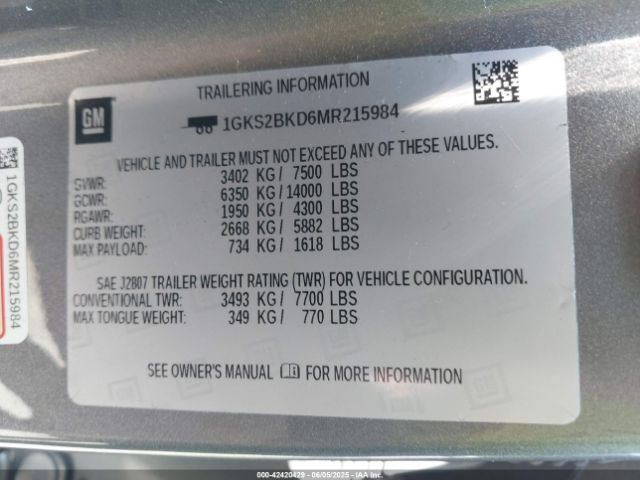 2021 GMC YUKON 1GKS2BKD6MR215984 Photo 8