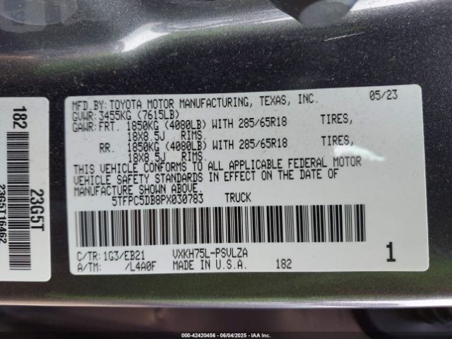 2023 TOYOTA TUNDRA HYBRID 5TFPC5DB8PX030783 Photo 8