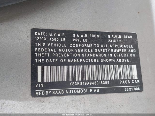 2004 SAAB 9-5 YS3ED49A943018359 Photo 8