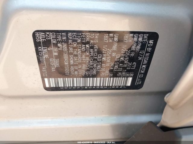 JN8BT3BB4SW159303 Nissan Rogue Sv Intelligent Awd