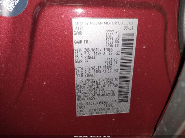 1N6ED1EJXSN608533 Nissan 2025