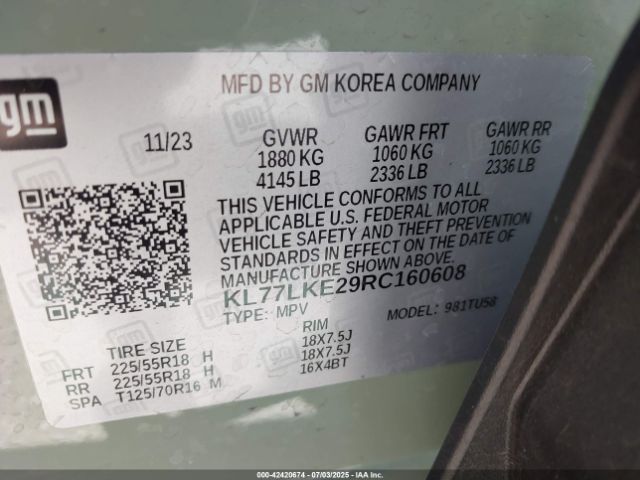 2024 CHEVROLET TRAX KL77LKE29RC160608 Photo 8