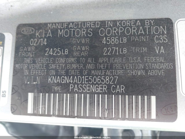 KIA dohc mpi theta ii 2014 KNAGN4AD1E5065827 Image 9