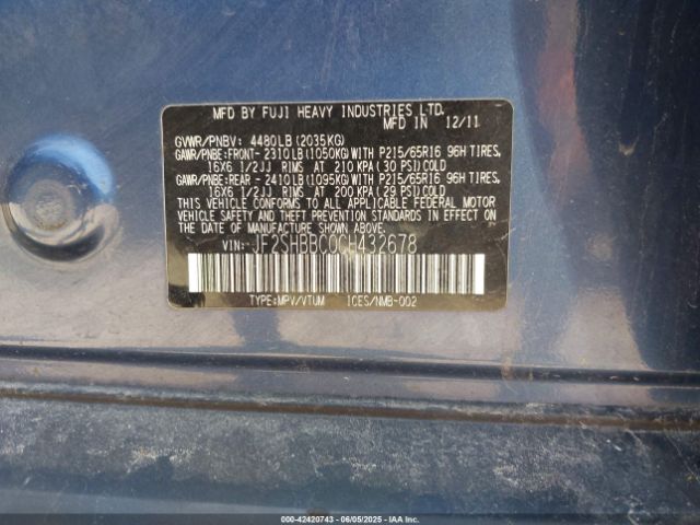 2012 SUBARU FORESTER JF2SHBBC0CH432678 Photo 8