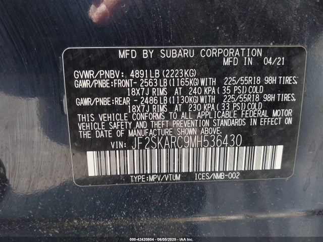 JF2SKARC9MH536430 Subaru na u5