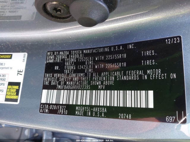 7MUFBABG8RV022395 Toyota m20a-fxs