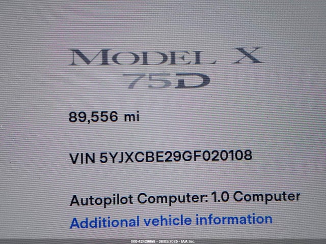 Tesla MODEL X 2016 5YJXCBE29GF020108 Image 16