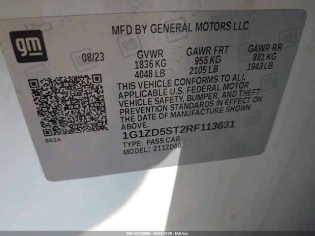 1G1ZD5ST2RF113631 Chevrolet Malibu Fwd 1lt
