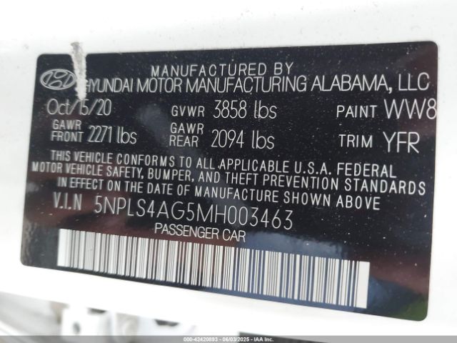 2021 HYUNDAI ELANTRA 5NPLS4AG5MH003463 Photo 8