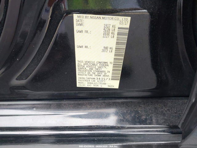 1N4AL3APXHN343573 Nissan Altima 2.5 S
