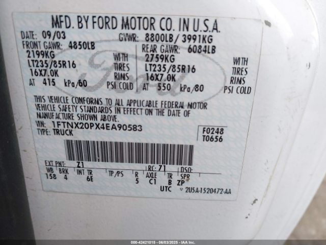 2004 FORD F-250 1FTNX20PX4EA90583 Photo 8