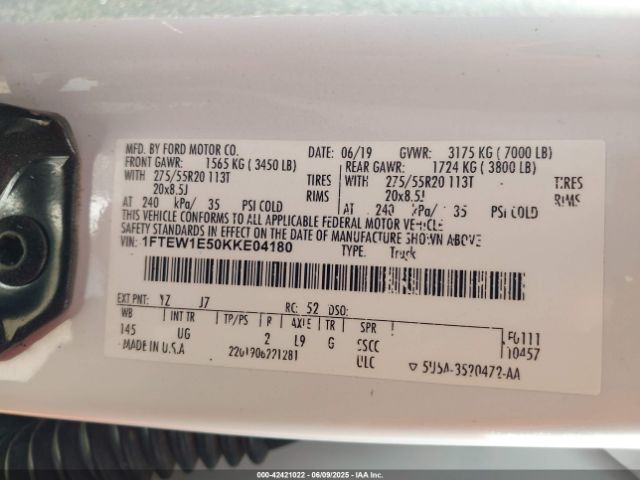 2019 FORD F-150 1FTEW1E50KKE04180 Photo 8