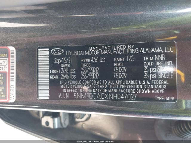 2022 HYUNDAI TUCSON 5NMJECAEXNH047027 Photo 8