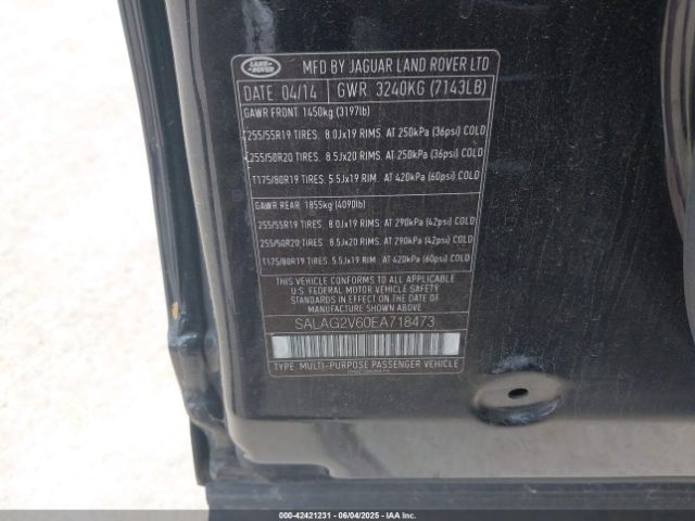 2014 LAND ROVER LR4 SALAG2V60EA718473 Photo 8
