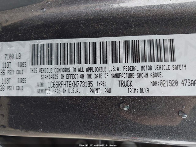 RAM 1500 2019 1C6SRFHT6KN773195 Image 9