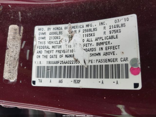 2010 ACURA TL 19UUA8F25AA022353 Photo 8