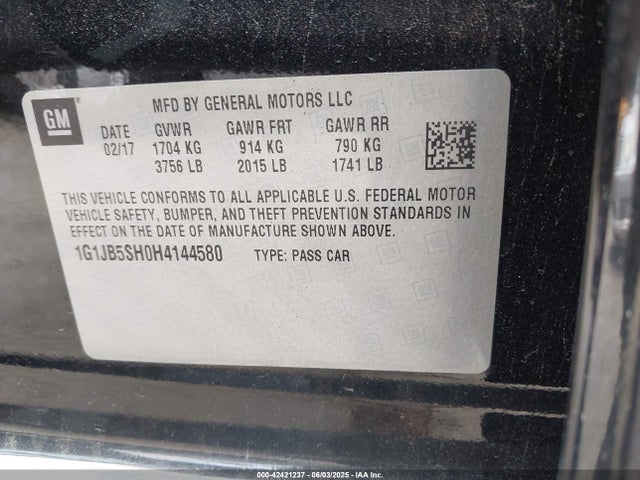 1G1JB5SH0H4144580 Chevrolet luw - mfi, e85 max