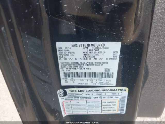 1FTFW1EF1EKF67485 Ford F-150 Stx