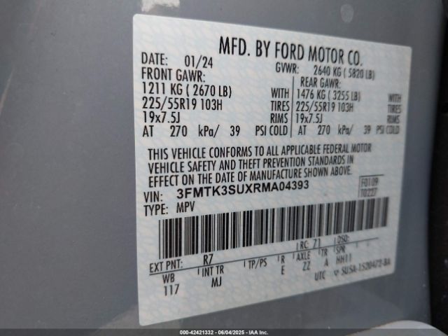 3FMTK3SUXRMA04393 Ford Mustang Mach-e Premium