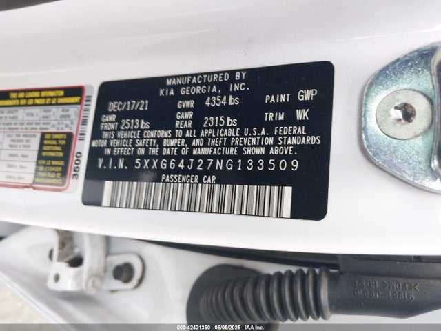 5XXG64J27NG133509 KIA t-gdi gamma ii